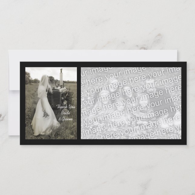 Bride and Tractor Country Wedding Thank You Card (Front)