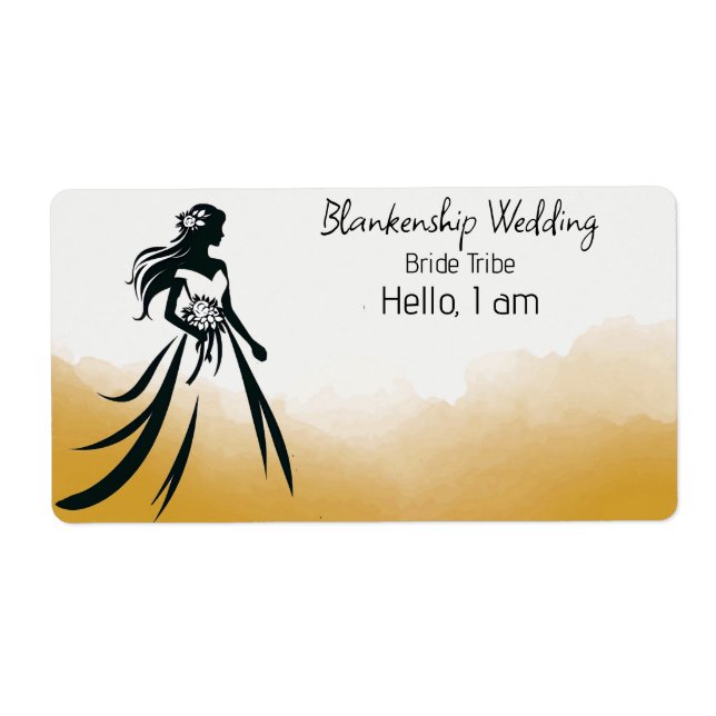 Bride Art Abstract Background Label Name Tag (Front)
