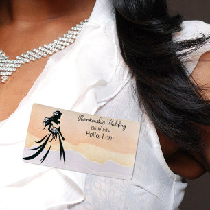 Bride Art Colorful Watercolor Label Name Tag