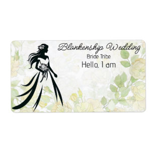 Bride Art Floral Background Label Name Tag