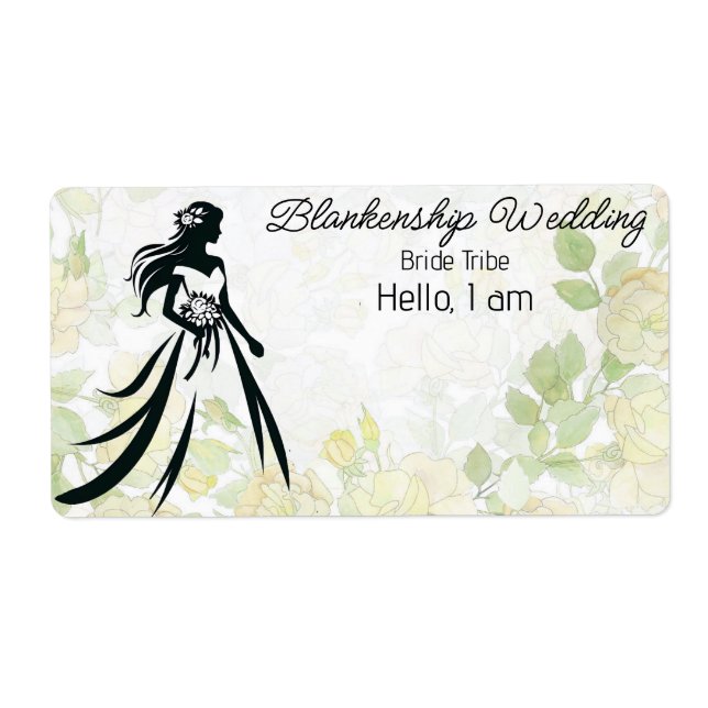Bride Art Floral Background Label Name Tag (Front)