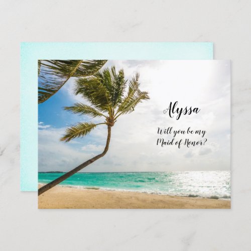 Bride Asking Maid of Honor Beach Wedding Note Card