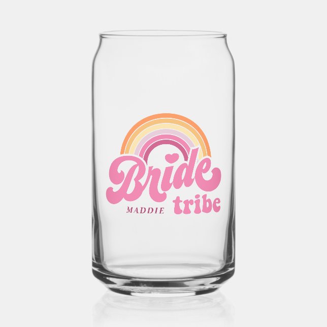 Bride Babe Bachelorette Custom Name  Can Glass (Front)