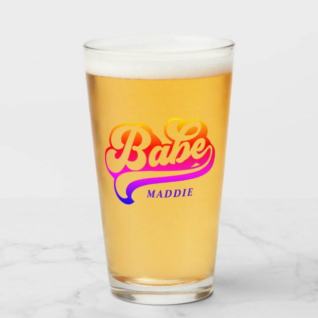  Bride Babe Bachelorette Custom Name Glass (Front Filled)