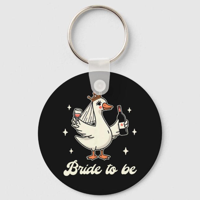 Bride Babe Bridal Shower Wedding Silly Goose Bride Keychain (Front)