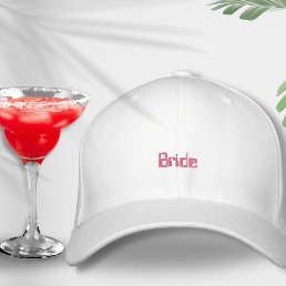 Bride Bachelorette Honeymoon retro pink red trendy Embroidered Baseball Cap