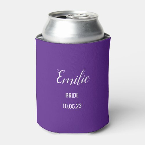 bride bachelorette party custom name  date purple can cooler