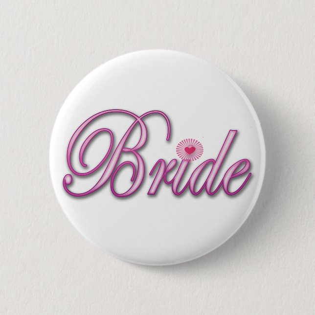 bride bachelorette wedding bridal shower party pinback button (Front)