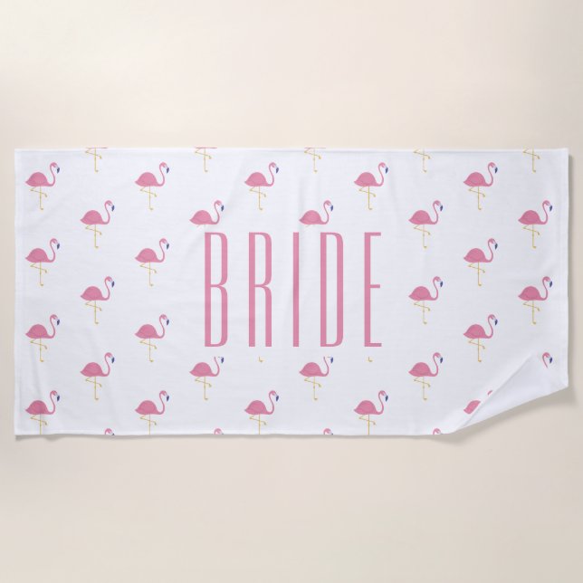 Bride Bachelorette Weekend Flamingo Towel (Front)