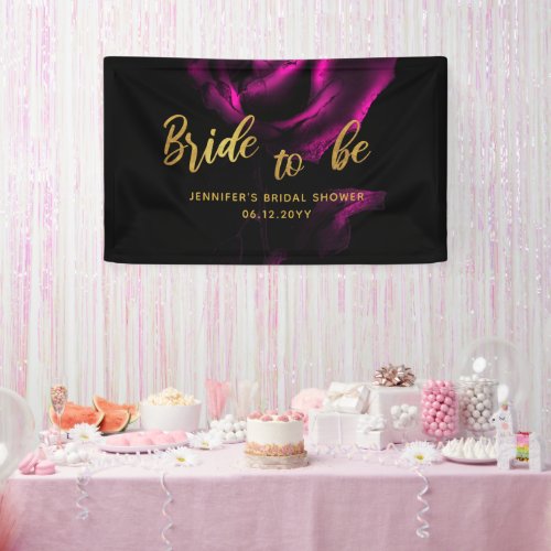 Bride Be Moody Purple Rose Black Bridal Backdrop Banner