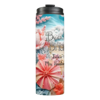 Bride beach bridal party ocean blue personalized thermal tumbler