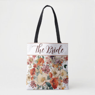 Bride Beautiful Elegant Floral Tote Bag