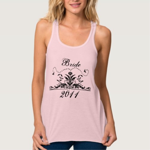 Bride Black Damask Bubble Bee Tank Top