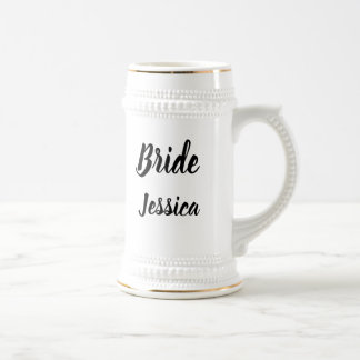 Bride Black Elegant Script Gifts Stylish Weddings Beer Stein