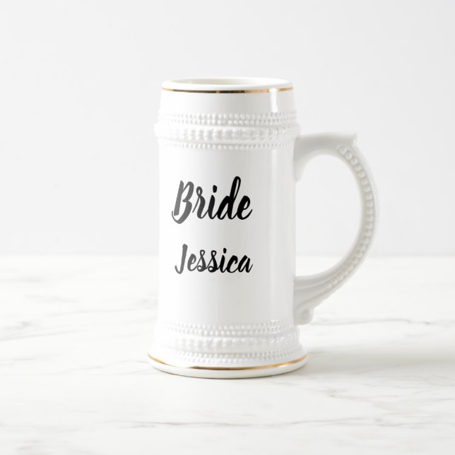 Bride Black Elegant Script Gifts Stylish Weddings  Beer Stein (Right)