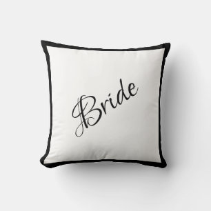 Bride Black Script Chic Wedding Throw Pillow