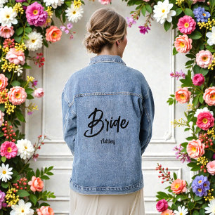Bride Black Script Wedding Denim Jacket