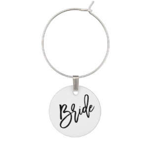 Bride Black Script Wine Charm