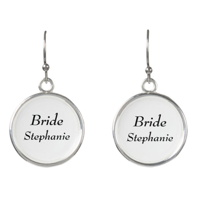 Bride Black Stylish Elegant Weddings Earrings (Front)