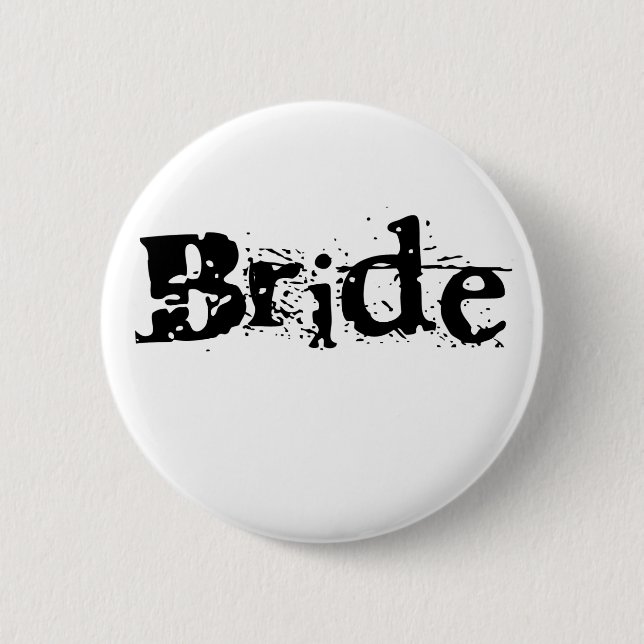 Bride Black Text Pinback Button (Front)