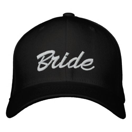 Bride black white custom script elegant wedding embroidered baseball cap