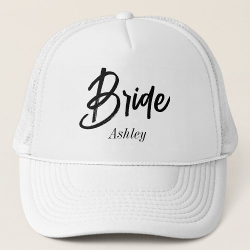Bride Black White Script Wedding  Trucker Hat