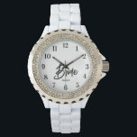 Bride Black White Wedding Honeymoon Gift Watch<br><div class="desc">Bride Black White Script Wedding Watch. Check out our store collection below for matching items.</div>
