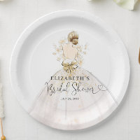 Bride Blonde Dress Floral Welcome Bridal Shower Paper Plates