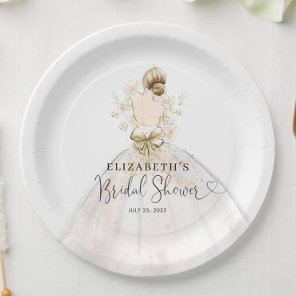 Bride Blonde Dress Floral Welcome Bridal Shower Paper Plates