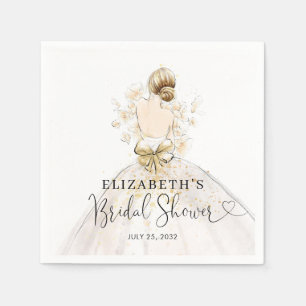 Bride Blonde Dress Pink Gold Floral Bridal Shower Napkins