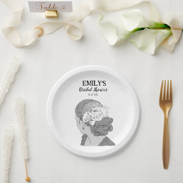 Bride Blonde Floral Welcome Bridal Shower Paper Plates (Wedding)