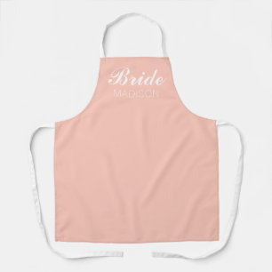Bride Blush Pink Coral Script Kitchen Apron