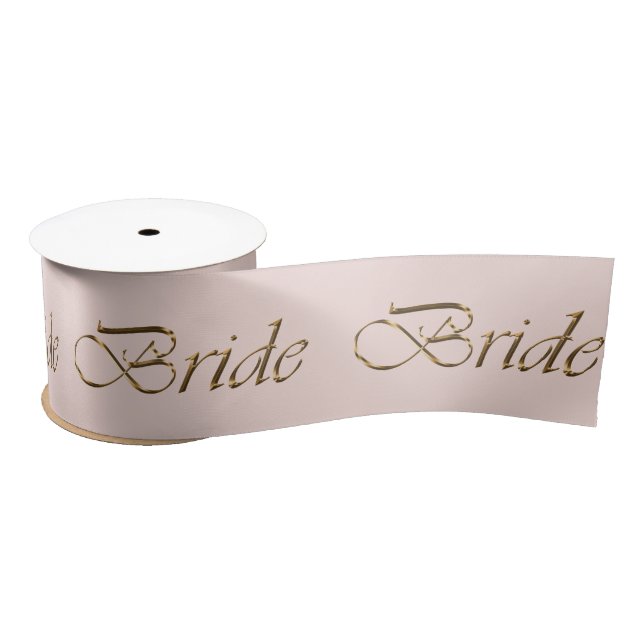 Bride blush pink gold pattern elegant satin ribbon (Spool)