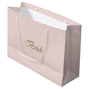 Bride blush pink gold script elegant chic wedding large gift bag
