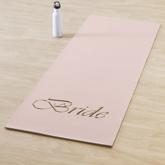 Bride blush pink gold script girly chic wedding  yoga mat (In Situ)