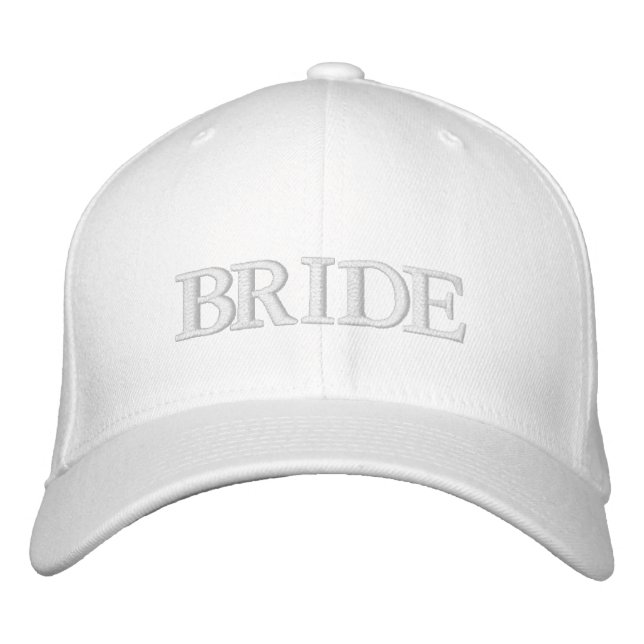 Bride blush pink white elegant chic embroidered baseball cap (Front)
