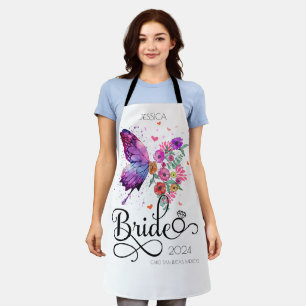 Bride boho Floral Butterfly Kitchen Gift Apron