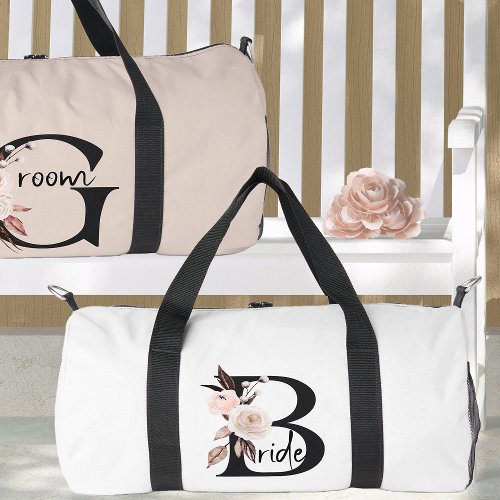 Bride Boho Floral Letter Wedding Overnight Duffle Bag