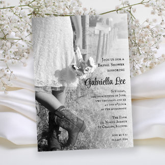 Bride, Boots and Sunflowers Western Bridal Shower Invitation