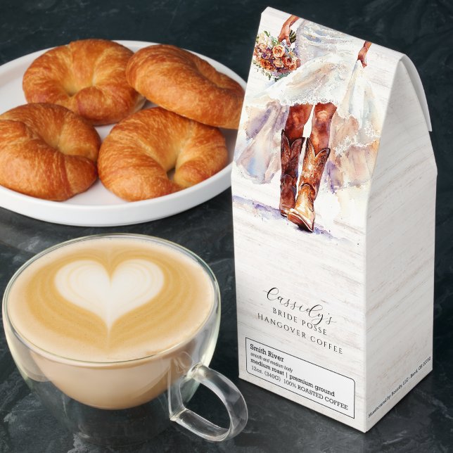 Bride Boots Custom Name Bachelorette Coffee Favor (Breakfast)