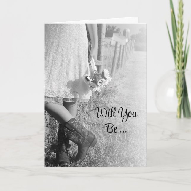 Bride, Boots Sunflowers Will You Be My Bridesmaid Invitation (Front)