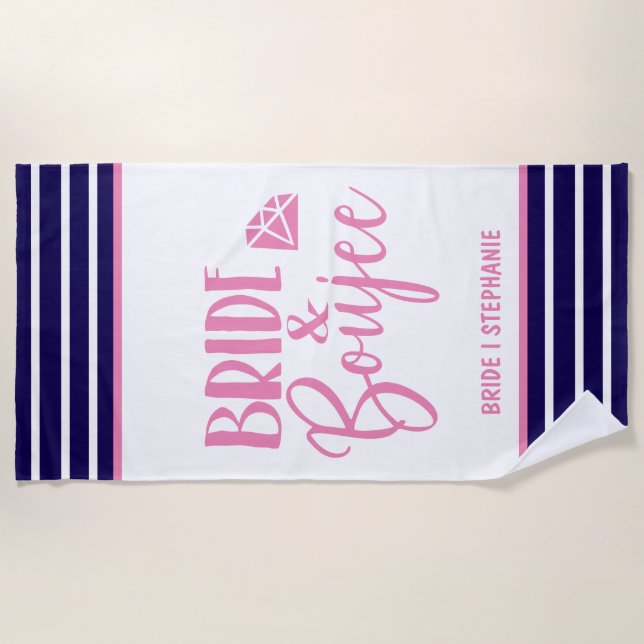 Bride & Boujee Personalized Bride Beach Towel (Front)