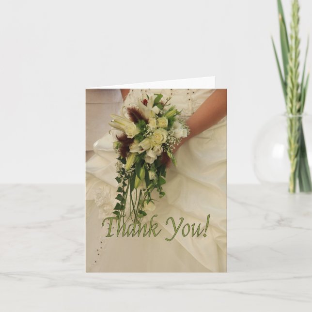Bride & Bouquet Wedding Thank you Card (Front)