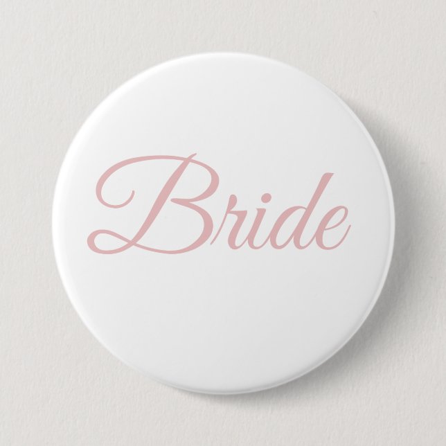 Bride Bridal Party Blush Pink Whie Wedding Classy Button (Front)