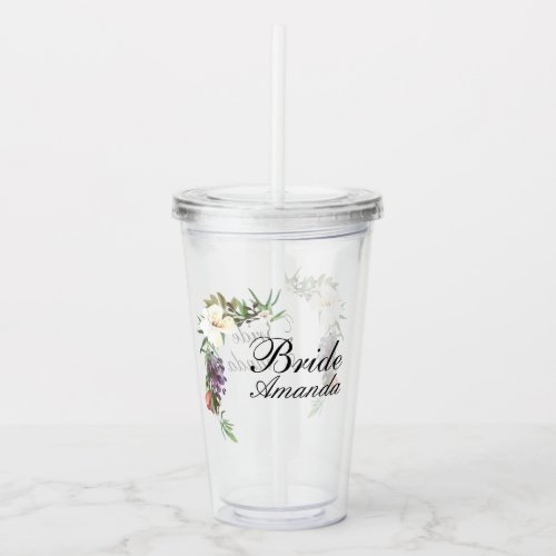 Bride Bridal Party Personalized  Gift Wedding Acrylic Tumbler