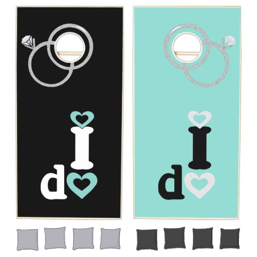 BRIDE  Bridal Party Reception I DO Wedding Rings Cornhole Set