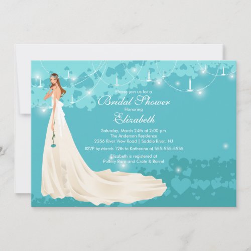 Bride Bridal Shower Invitation Trendy Turquoise