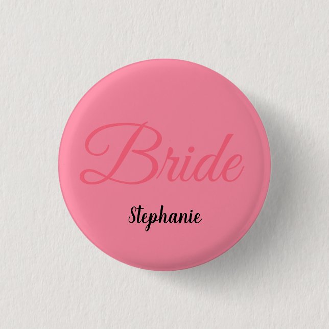 Bride Bridal Shower Monogram Custom Name Wedding Button (Front)