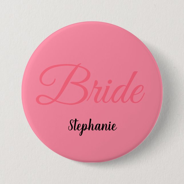 Bride Bridal Shower Monogram Name Custom Wedding Button (Front)