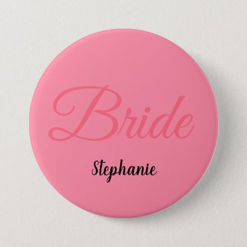Bride Bridal Shower Monogram Name Custom Wedding Button
